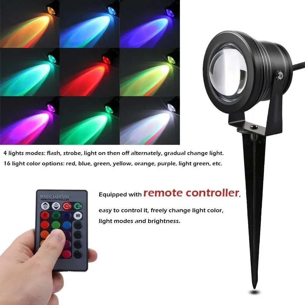 LemonBest Outdoor Decorative Lamp Lighting RGB 10W Color Changing LED Garden